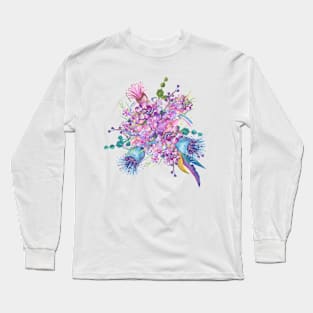 Watercolor Gumnuts And Wildflowers Long Sleeve T-Shirt